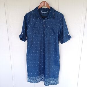 Karen Scott Women's Blue Lightweight Denim Collared Blue Shirt Dress Medium